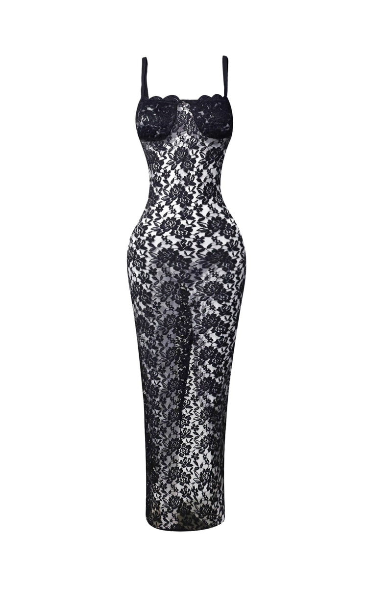 アンティミテ　intimite Lace Dress Mサイズ Embroidered Lace V-Neck Dress - PLUS SIZE