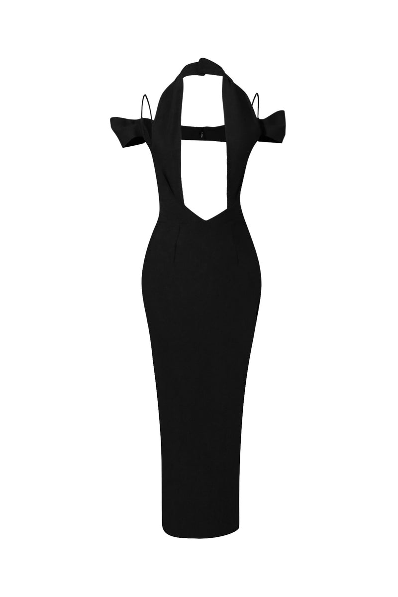 Odessa Slit Midi Dress Black / L Odessa Slit Midi Dress Black / L