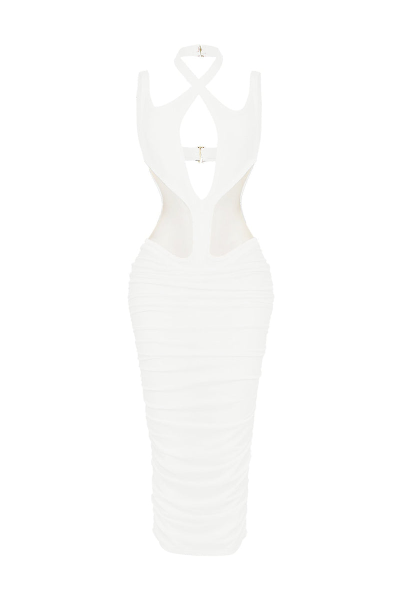 Freya Mesh Halter Dress | YG Collection White / L Freya Mesh Halter Dress | YG Collection White / L