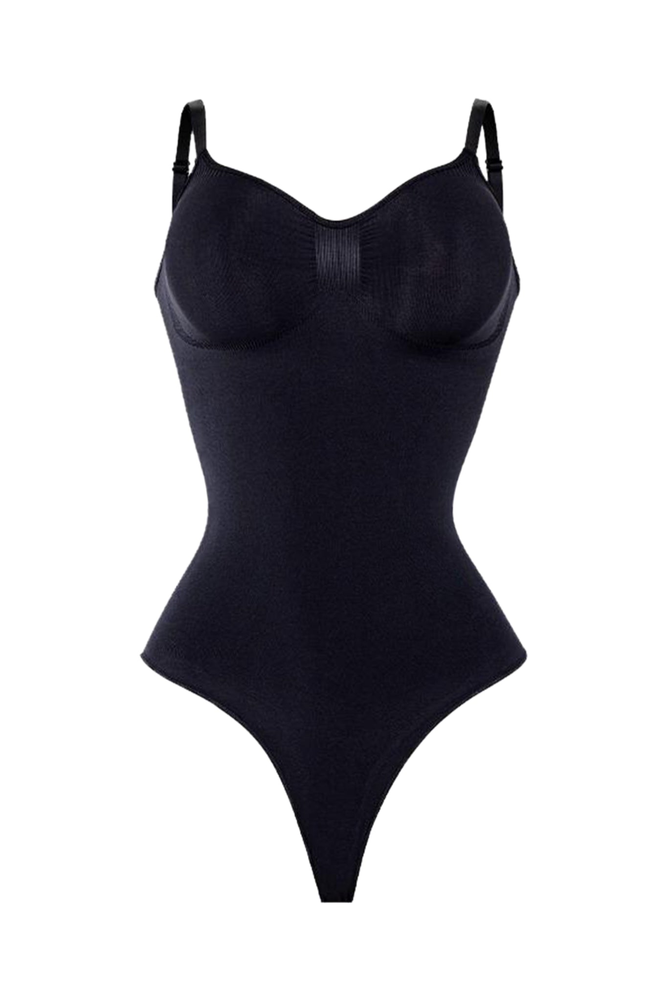 Stretchy and Sculpting Firm Shape Thong Bodysuit - Black - Ladies