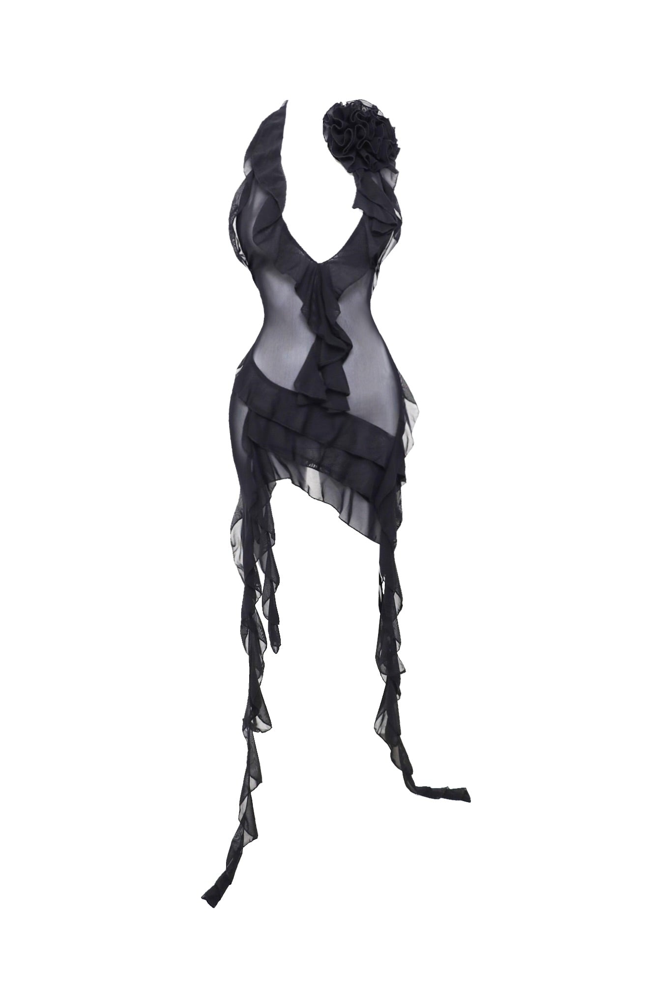 Lyra Ruffled Flower Mesh Dress