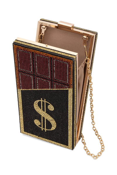 Golden Chocolate Crystal Clutch Bag - YG COLLECTION