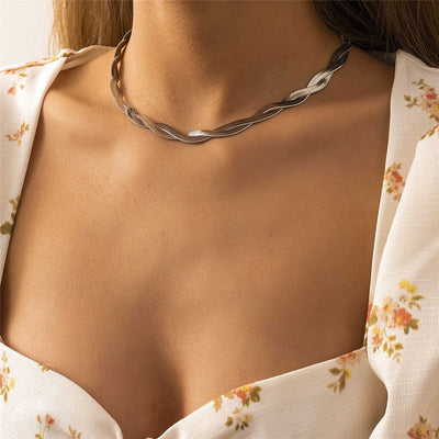 Intertwined Chain Necklace - Silver - YG COLLECTION