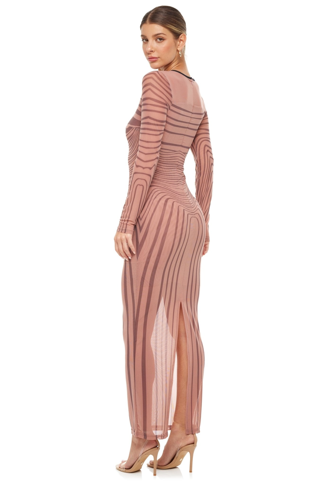 kim mesh corset tulle formal dress Long Sleeve Kim Mesh Dress