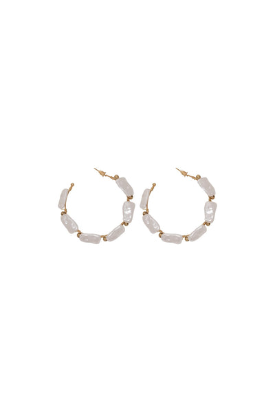 Pearl Hoop Earrings - Gold - YG COLLECTION